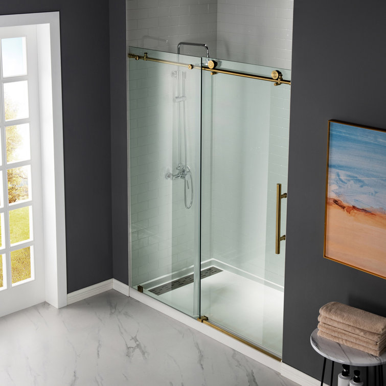 WoodBridge 56" 60" W x 76" H Single Sliding Frameless Shower Door